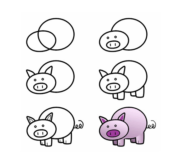 come disegnare un maiale
