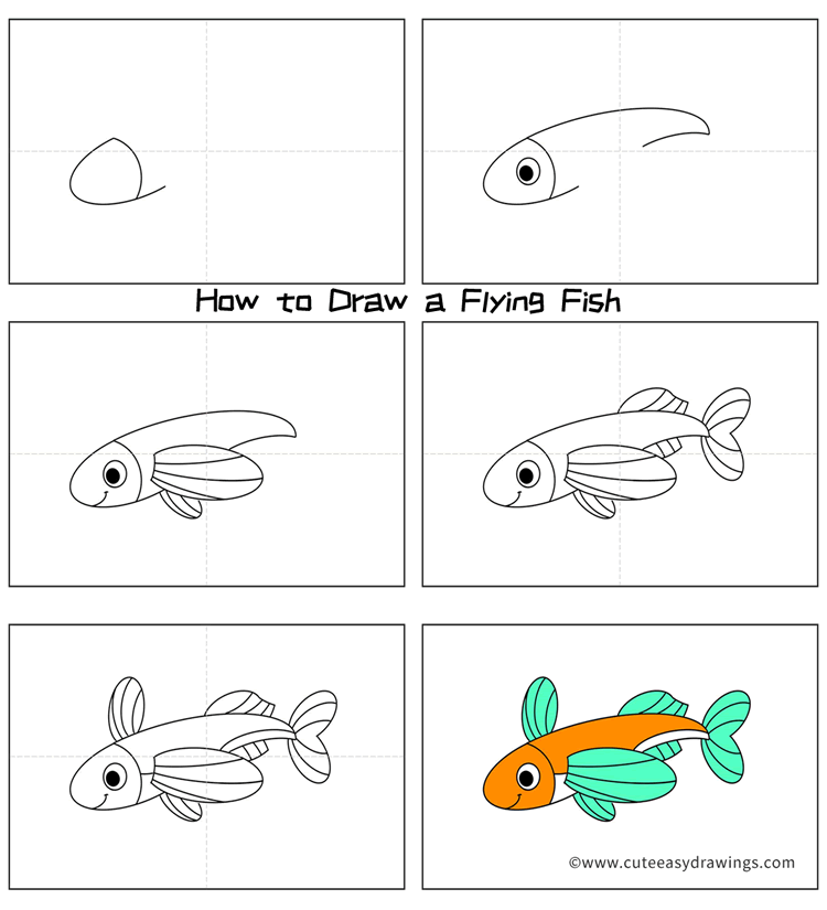 come disegnare un pesce volante