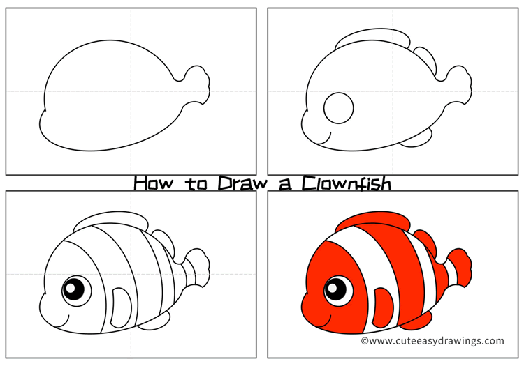 come disegnare un pesce pagliaccio