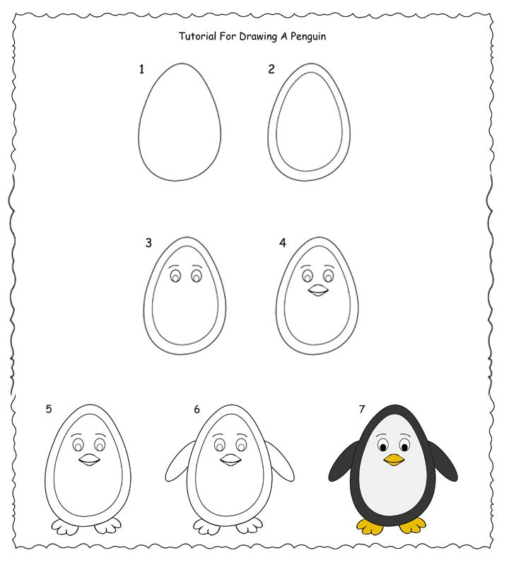 come disegnare un pinguino