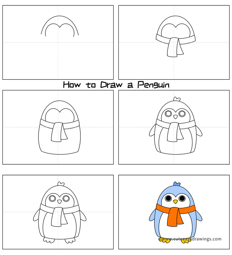 come disegnare un pinguino