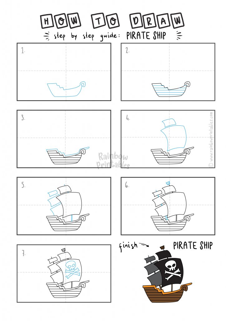 come disegnare un veliero pirata