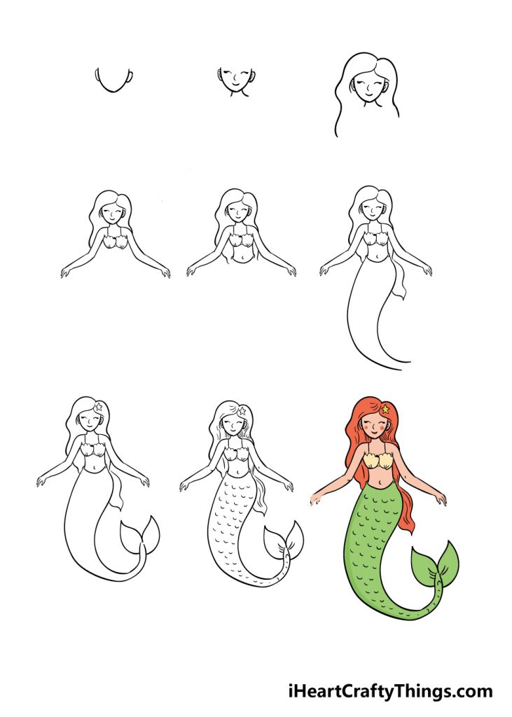 come disegnare una sirena