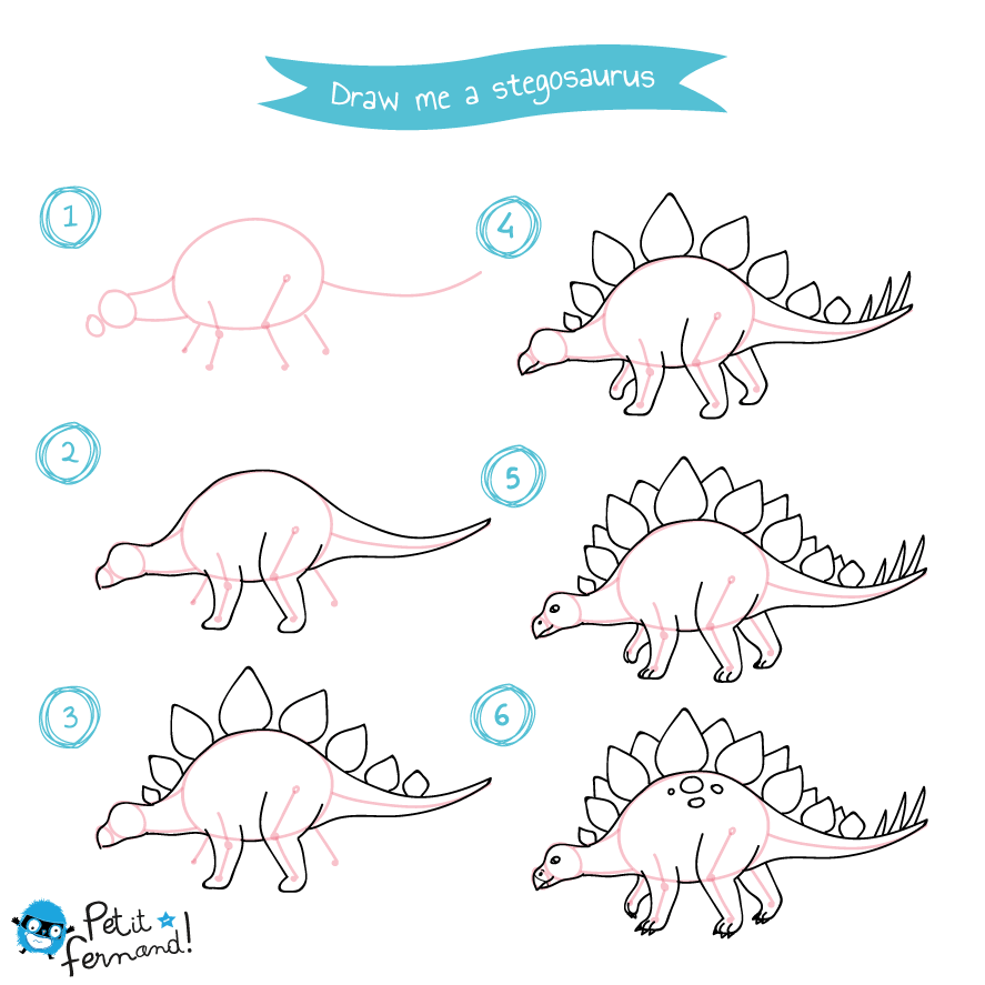 come disegnare uno stegosauro