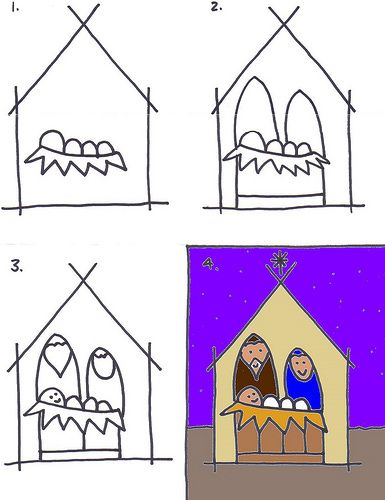 come disegnare un presepe