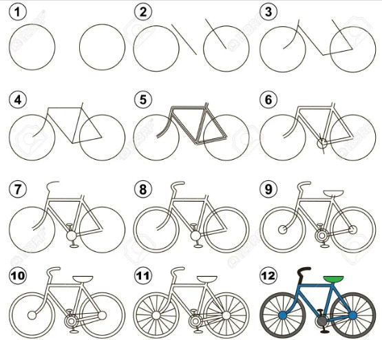 come disegnare una bicicletta