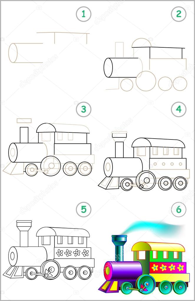 come disegnare una locomotiva a vapore