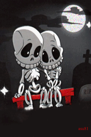 GIF Amore Divertenti scheletri teschio