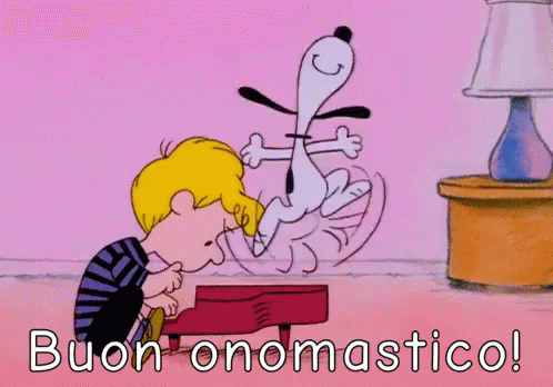 GIF Buon Onomastico Snoopy