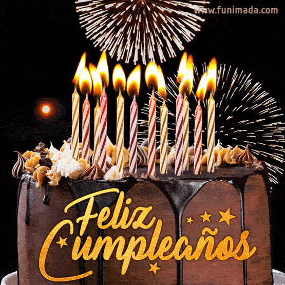 GIF de Feliz Cumpleaños torta de chocolate y velas