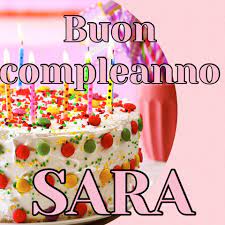 cartoline buon compleanno Sara torta candeline