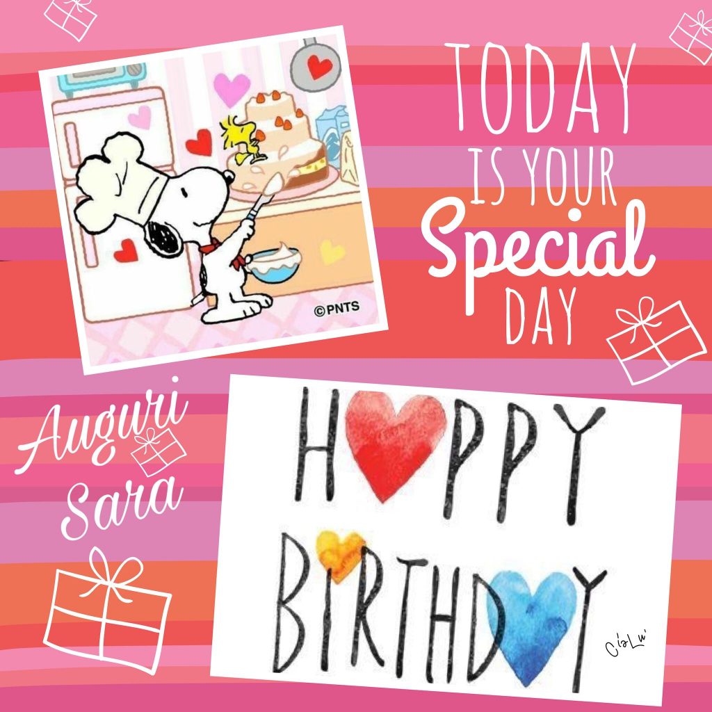 cartoline buon compleanno happy bitrhday Sara Snoopy