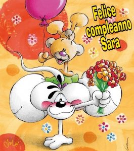 cartoline buon compleanno Sara palloncini
