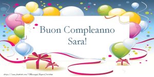 cartoline buon compleanno Sara palloncini
