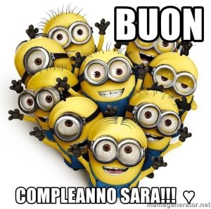 cartoline buon compleanno Sara minions