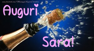 cartoline buon compleanno Sara spumante