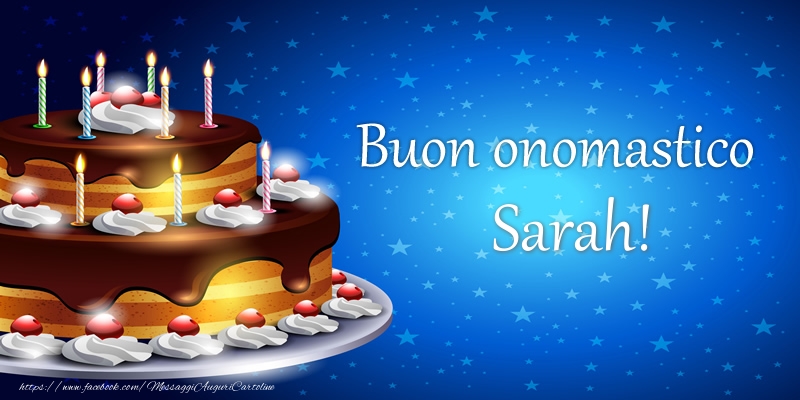 tanti auguri di buon onomastico Sarah torta candeline
