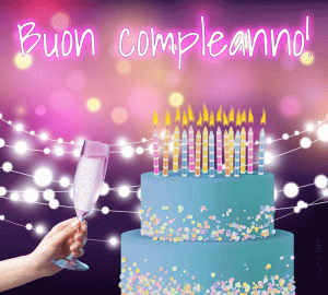gif buon compleanno torta candeline spumante