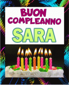 gif Buon Compleanno Sara torta candeline