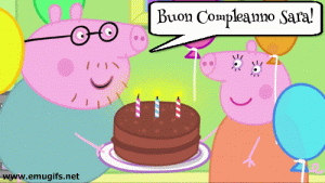 gif Buon Compleanno Sara bambina peppa pig
