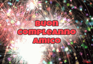 gif buon compleanno amico fuochi d'artificio