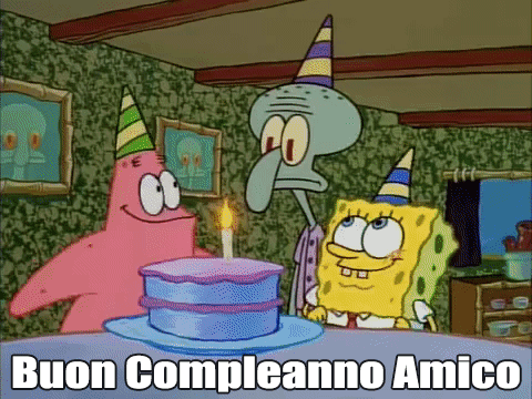 gif buon compleanno amico torta candeline spongebob
