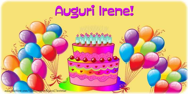 Buon compleanno Irene torta candeline palloncini