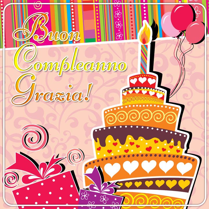 auguri di Buon Compleanno Grazia torta candeline