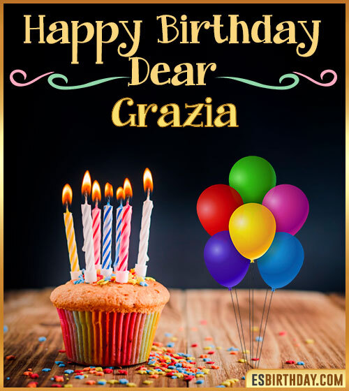 Buon Compleanno happy birthday Grazia torta candeline palloncini