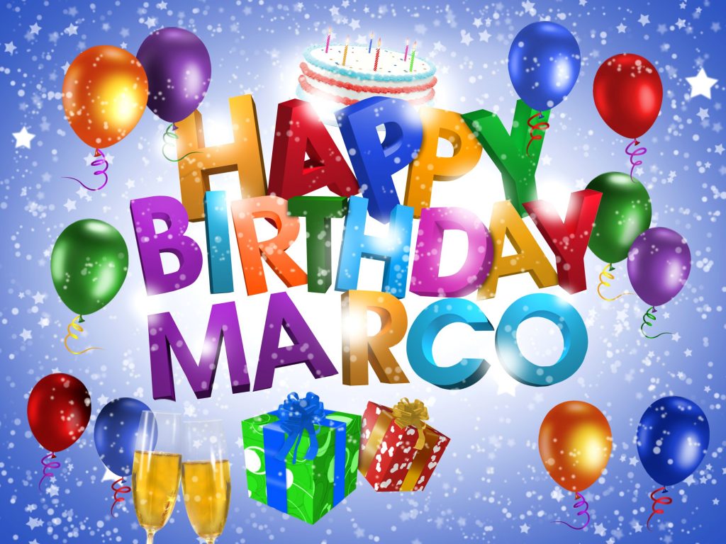 cartoline Buon Compleanno Marco happy birthday palloncini