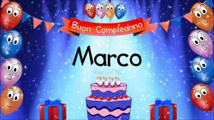 cartoline Buon Compleanno Marco palloncini torta candeline