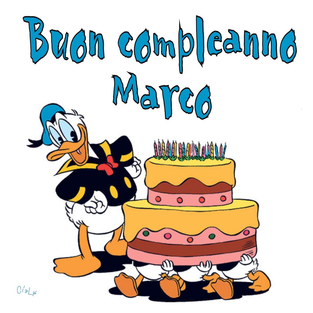 cartoline Buon Compleanno Marco torta candeline paperino bambini