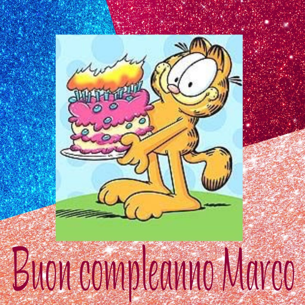 cartoline Buon Compleanno Marco torta candeline Garfield