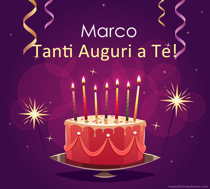 cartoline tanti auguri Marco torta candeline