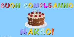 cartoline Buon Compleanno Marco torta candeline
