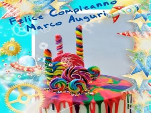 cartoline Buon Compleanno Marco torta candeline