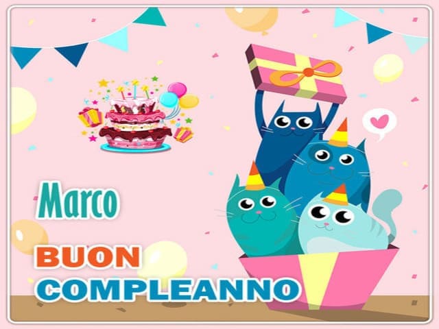 cartoline Buon Compleanno Marco palloncini regali festa