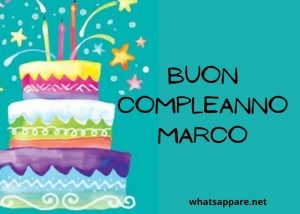 cartoline Buon Compleanno Marco torta candeline