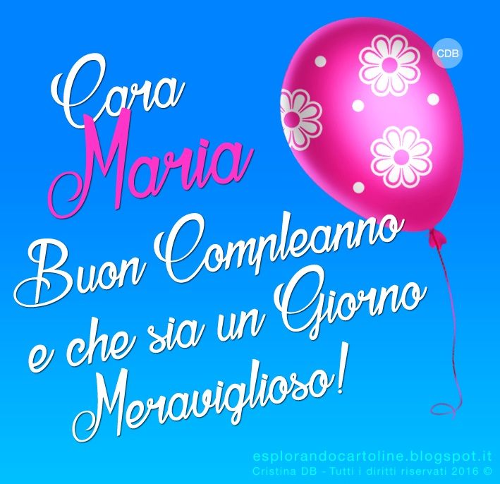 cartoline Buon Compleanno Maria palloncini