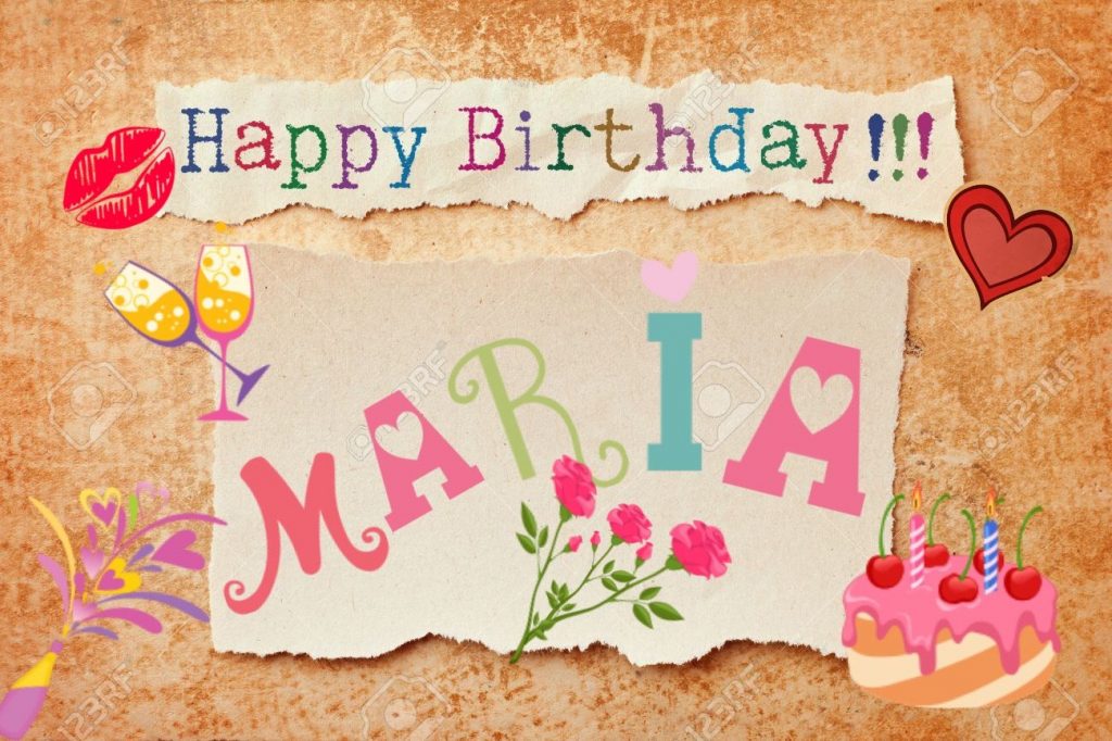 cartoline Buon Compleanno happy birthday Maria fiori