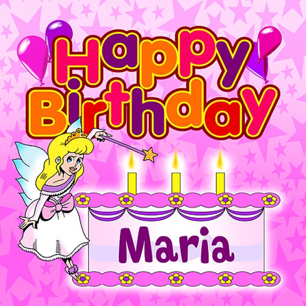 cartoline Buon Compleanno happy birthday Maria palloncini torta candeline