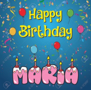 cartoline Buon Compleanno happy birthday Maria palloncini candeline