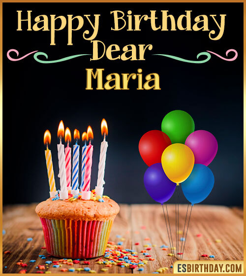 cartoline Buon Compleanno happy birthday Maria torta candeline palloncini