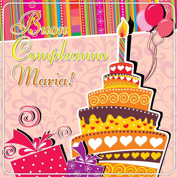 cartoline Buon Compleanno Maria torta candeline