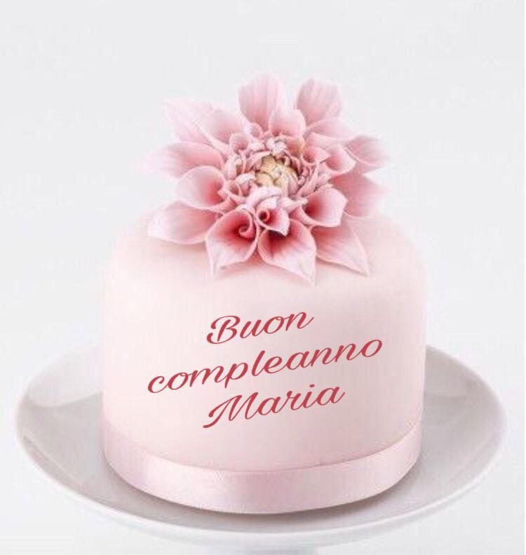 cartoline Buon Compleanno Maria torta elegante