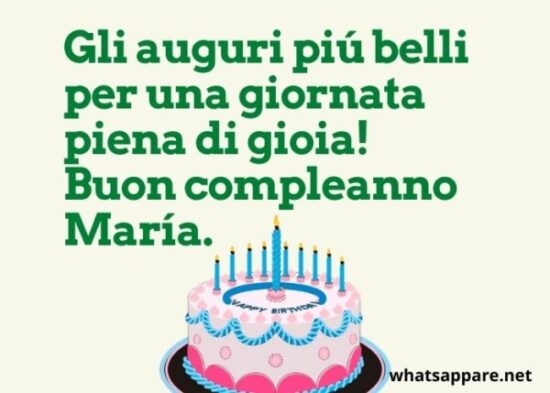 cartoline Buon Compleanno Maria torta candeline