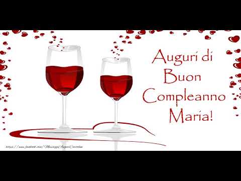 cartoline Buon Compleanno Maria vino risso calici