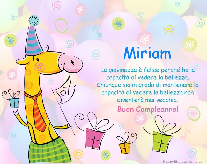 buon compleanno Miriam bambina