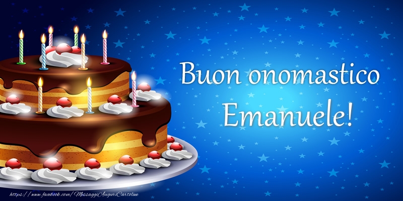 Cartoline e immagini di Buon onomastico Emanuele torta