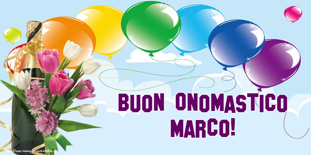 cartoline Buon onomastico Marco palloncini
